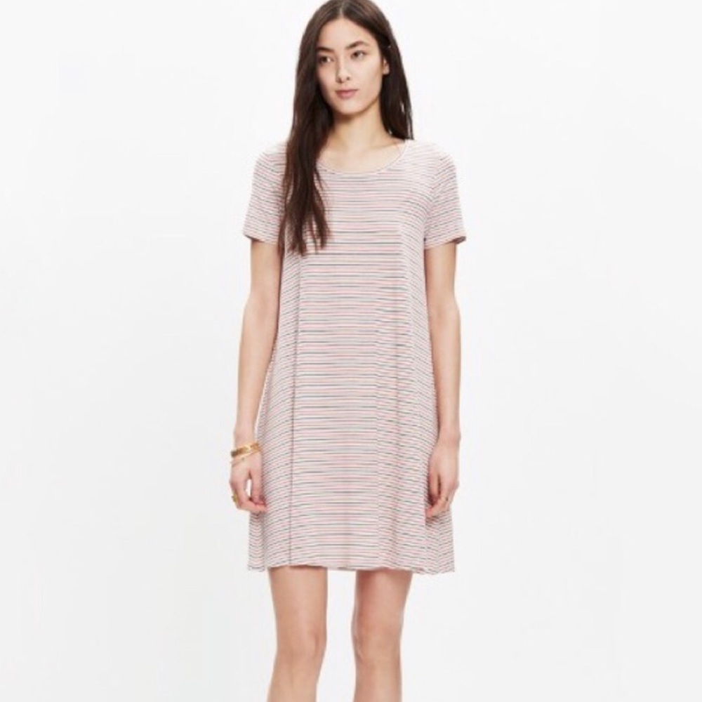 Madewell Swingy Tee Dress Striped Short Sleeve Stretchy Mini Dress Size M